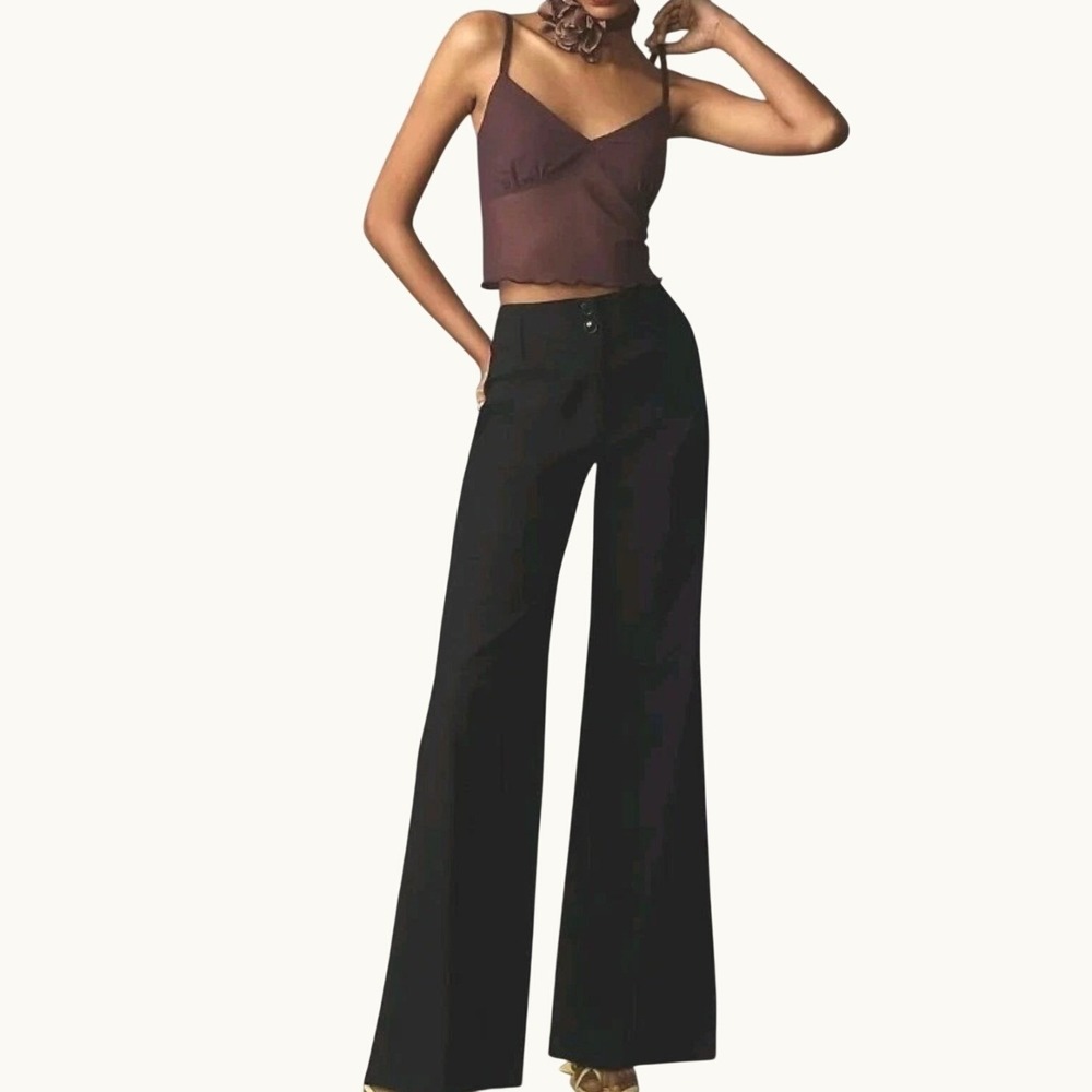 Maeve Anthropologie The‎ Junie Jean Black Wide Leg Petite Pants 27P